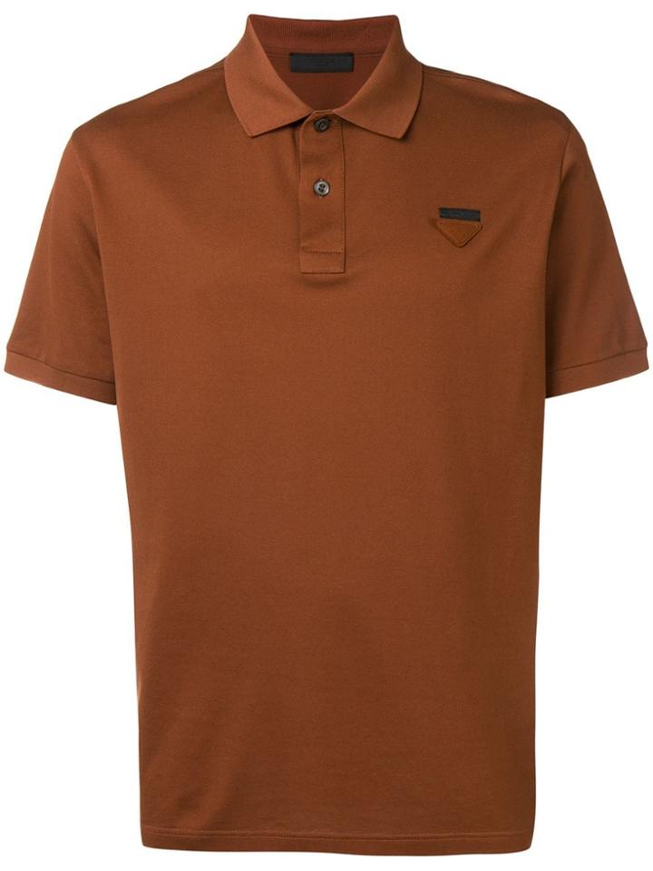 Prada Logo Patch Polo Shirt - Brown