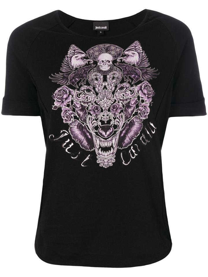 Just Cavalli Tiger Head Print T-shirt - Black