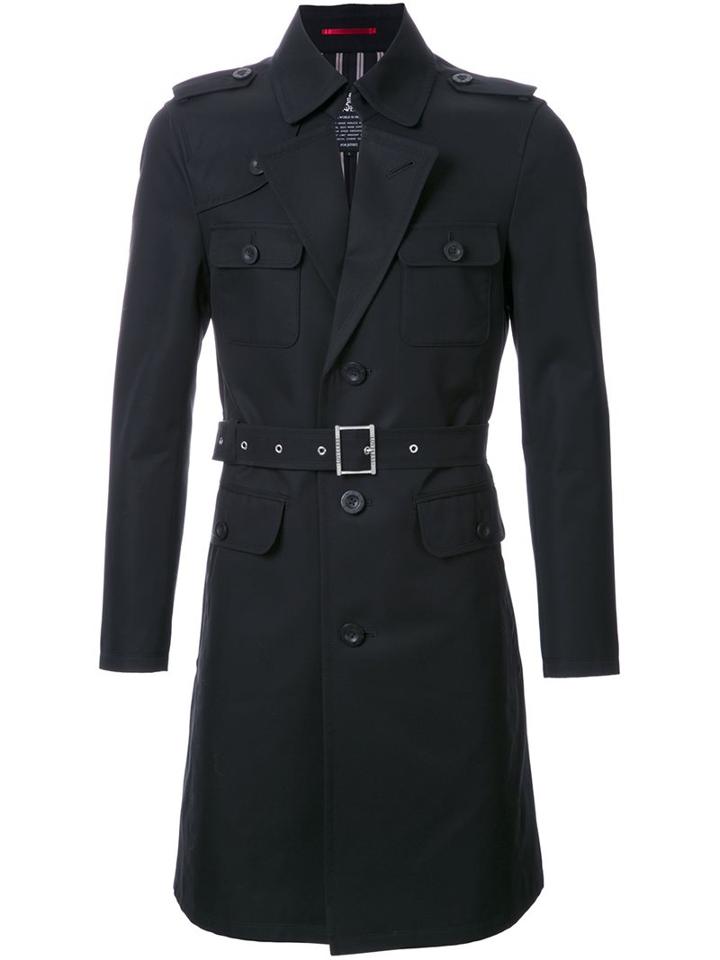 Loveless Belted Trench Coat, Men's, Size: 3, Black, Cotton