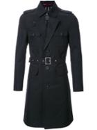 Loveless Belted Trench Coat, Men's, Size: 3, Black, Cotton