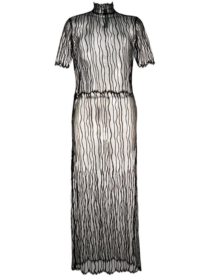 Filles A Papa Cascade Sheer Midi Dress - Black