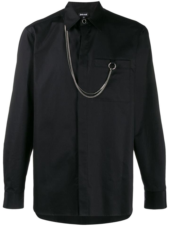 Just Cavalli Chain-embellished Long-sleeve Shirt - Black