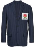 Kent & Curwen Rose Patch Striped Blazer - Blue