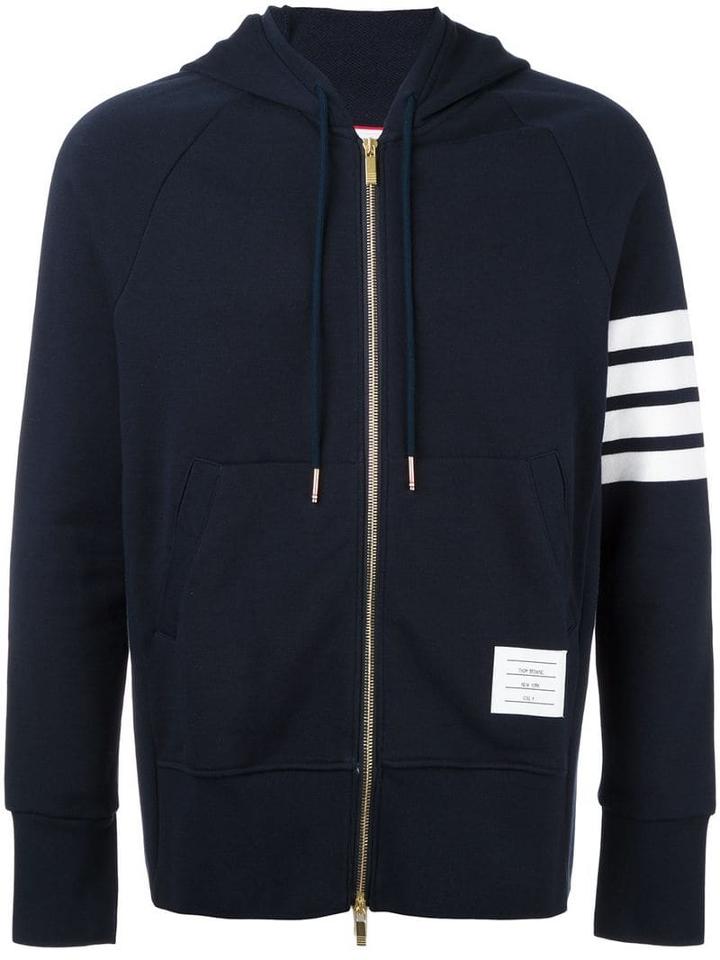 Thom Browne Engineered 4-bar Zip-up Jersey Hoodie - Blue