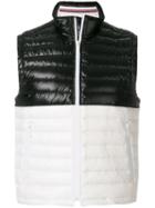 Thom Browne Bicolor Quilted Down Satin Tech Vest - Black