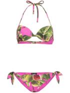 Dolce & Gabbana Fig Print Balconette String Bikini - Pink & Purple
