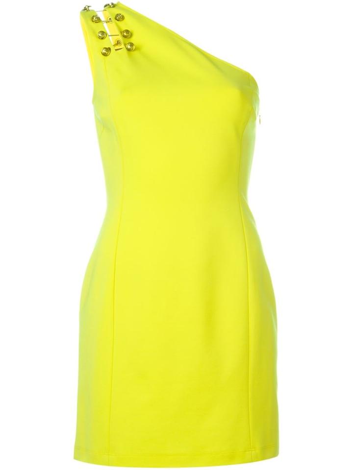 Versus Lion Pin Fitted Dress, Women's, Size: 44, Yellow/orange, Viscose/polyamide/spandex/elastane