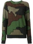 Moschino Camouflage Contrast Knit Sweater - Green