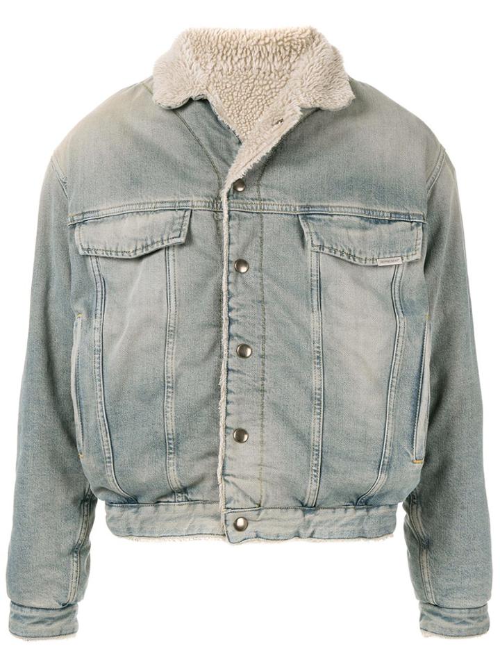 Represent Shearling Lined Denim Jacket - Blue