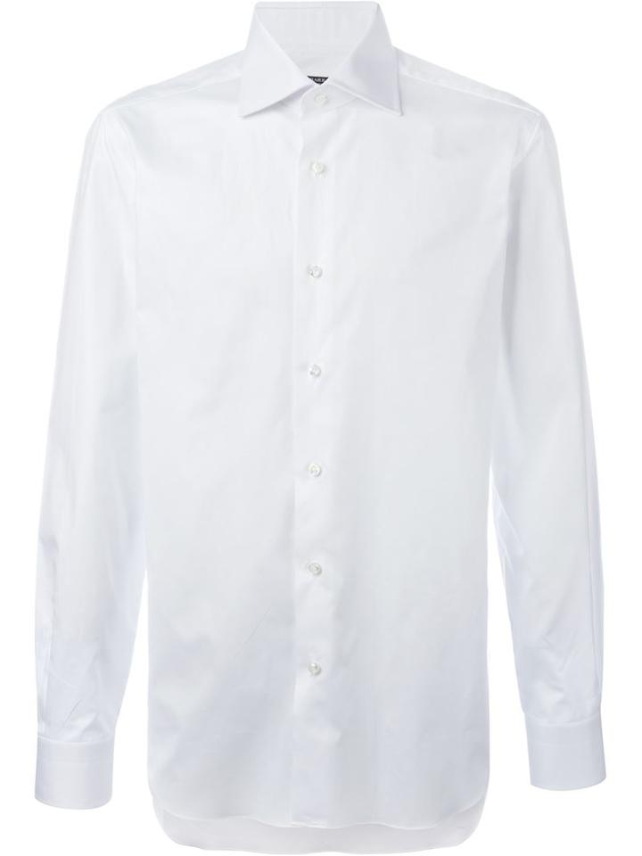 Barba Classic Collar Shirt, Size: 44, White, Cotton