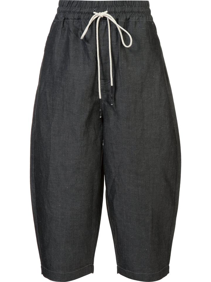 Mostly Heard Rarely Seen Loose Cropped Pants, Size: Large, Grey, Linen/flax/rayon/tencel