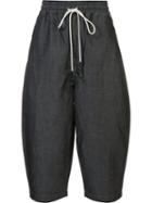 Mostly Heard Rarely Seen Loose Cropped Pants, Size: Large, Grey, Linen/flax/rayon/tencel