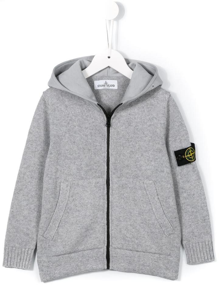 Stone Island Kids Knitted Hoodie, Boy's, Size: 10 Yrs, Grey