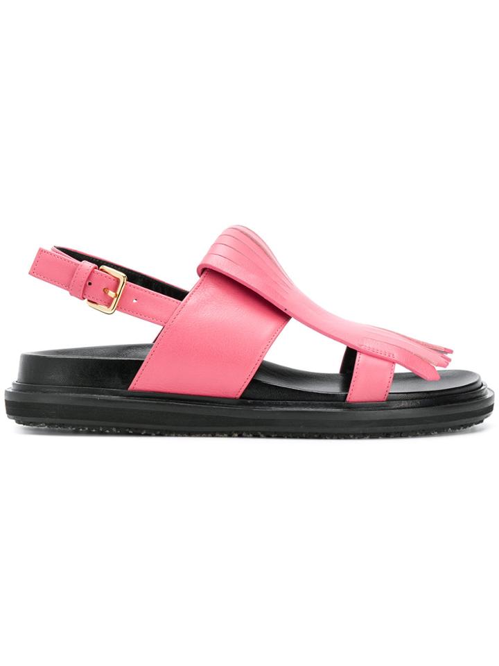 Marni Fussbett Fringed Sandals - Pink & Purple