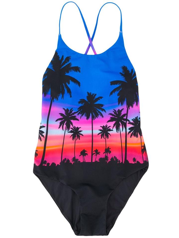 Mc2 Saint Barth Kids Palm Tree Swimsuit - Blue