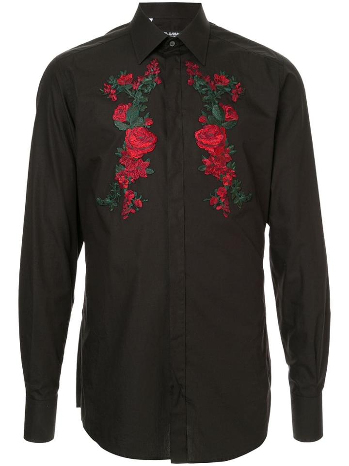 Dolce & Gabbana Rose Patch Shirt - Black