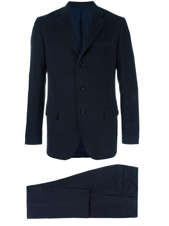 Mp Massimo Piombo Moleskine Two Piece Suit, Men's, Size: 54, Blue, Cotton/cupro