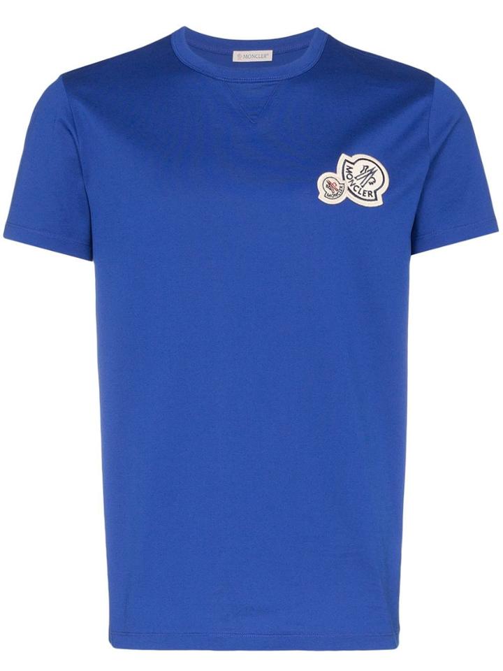 Moncler Double Logo-patch T-shirt - Blue