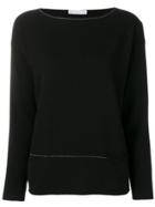 Fabiana Filippi Boat Neck Chain Trim Top - Black
