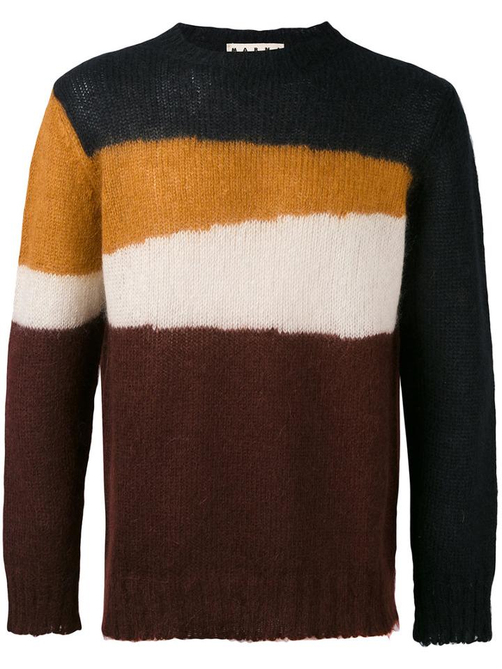 Marni - Stripe Panel Jumper - Men - Polyamide/mohair/wool - 48, Blue, Polyamide/mohair/wool