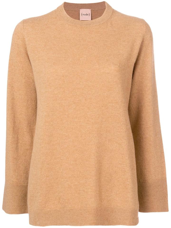 Nude Round Neck Sweater - Brown