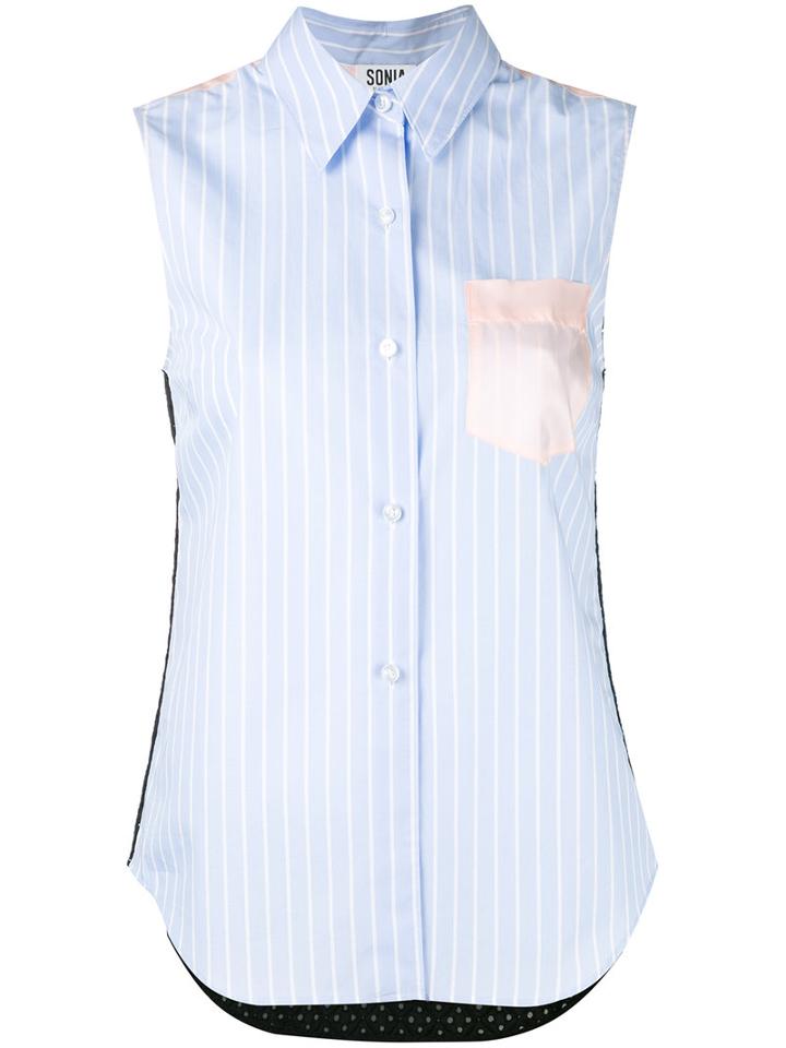 Sonia By Sonia Rykiel - Tricolour Sleeveless Shirt - Women - Cotton - 40, Blue, Cotton