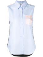 Sonia By Sonia Rykiel - Tricolour Sleeveless Shirt - Women - Cotton - 40, Blue, Cotton