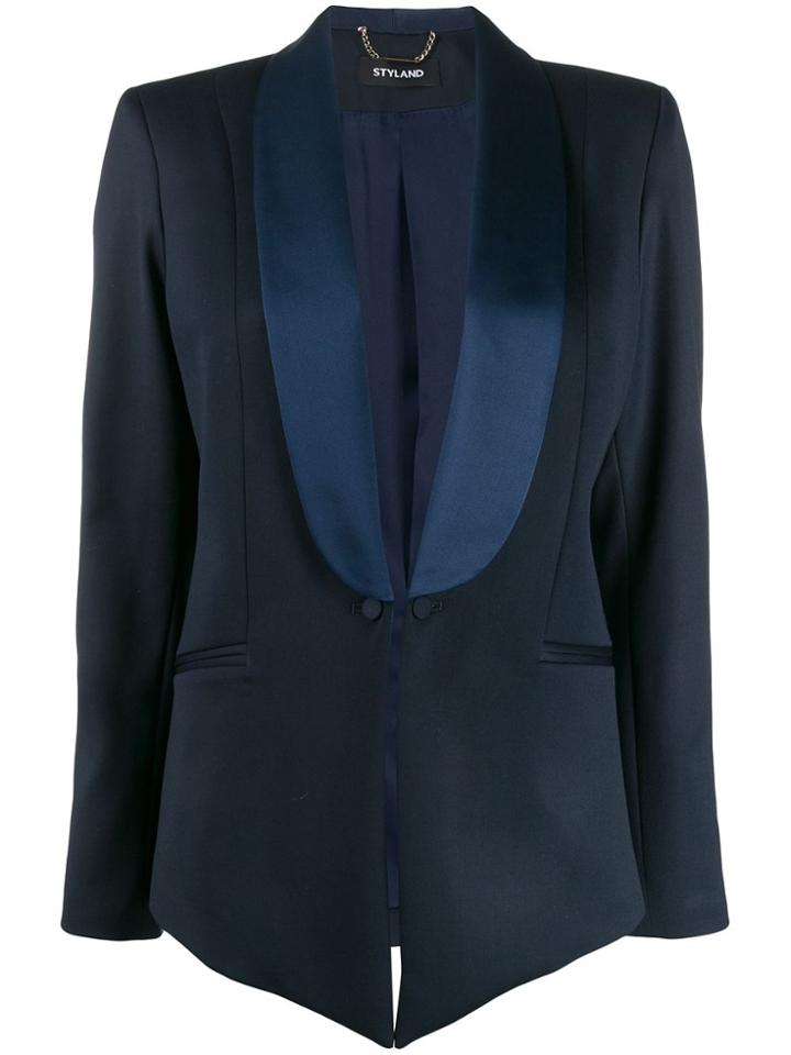 Styland Contrast-lapel Blazer - Blue