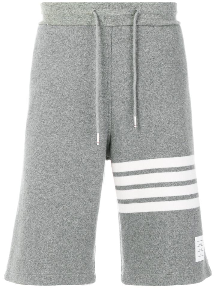 Thom Browne Engineered 4-bar Stripe Cashmere Shell Sweat Shorts - Grey