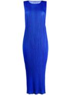 Pleats Please By Issey Miyake Micro-pleated Long Dress - Blue