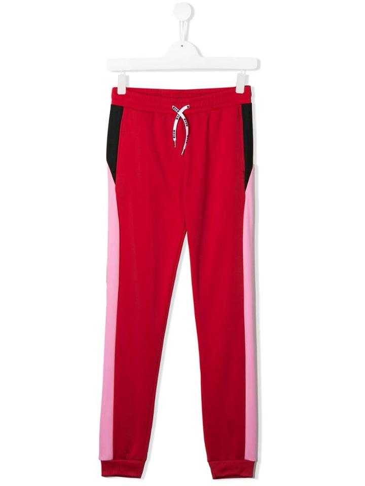 Msgm Kids Colour Block Track Pants - Red