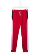 Msgm Kids Colour Block Track Pants - Red