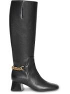 Burberry Link Detail Leather Knee-high Boots - Black