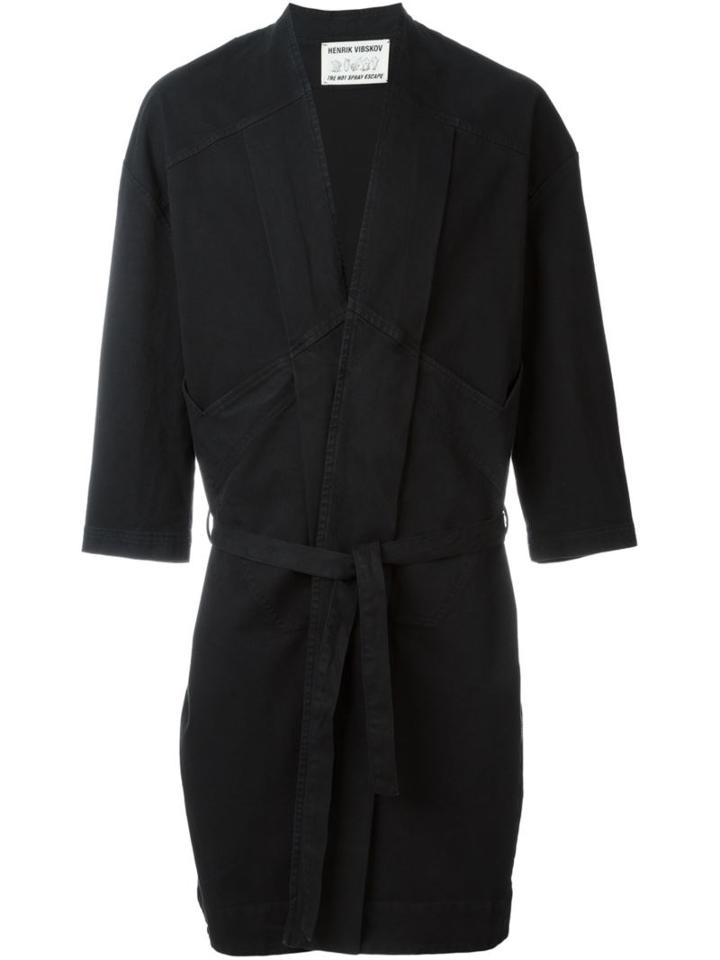 Henrik Vibskov 'chock Long' Single Breasted Coat, Men's, Size: Xl, Black, Cotton/spandex/elastane