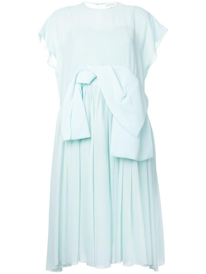 Delpozo Oversized Bow Flared Dress - Green