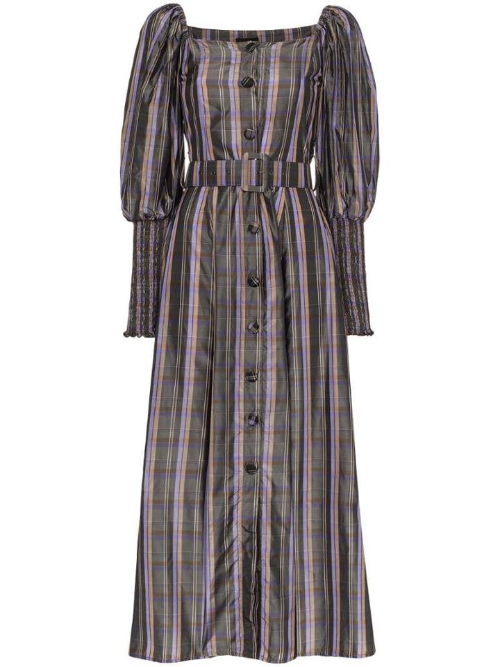 N Duo Check Midi Dress - Grey