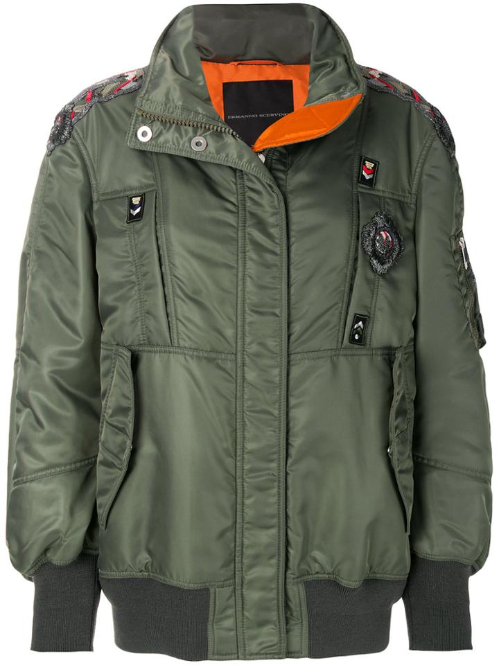 Ermanno Scervino Embroidered Trim Bomber Jacket - Green