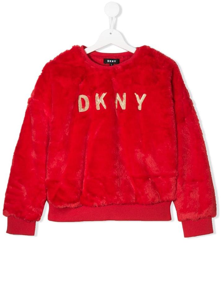 Dkny Kids Teen Contrast Logo Fluffy Jumper - Red