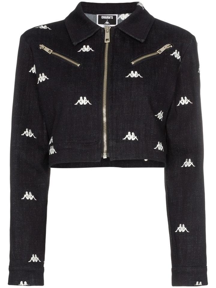 Charm's X Kappa Logo-embroidered Denim Jacket - Black