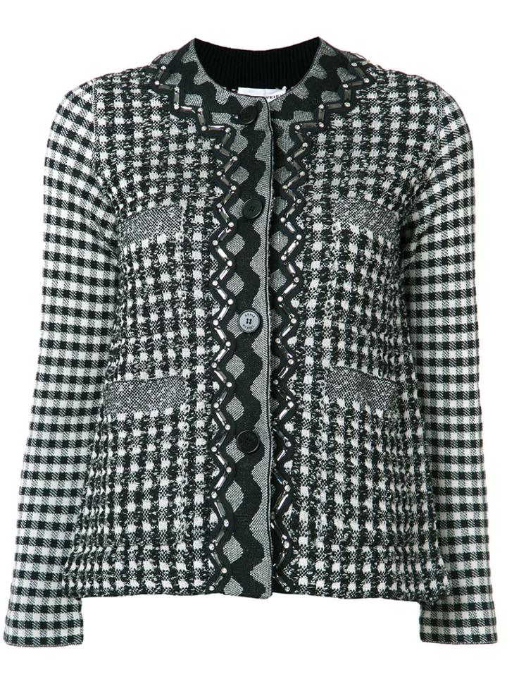 Sonia Rykiel Gingham Plaid Tweed Jacket - Black