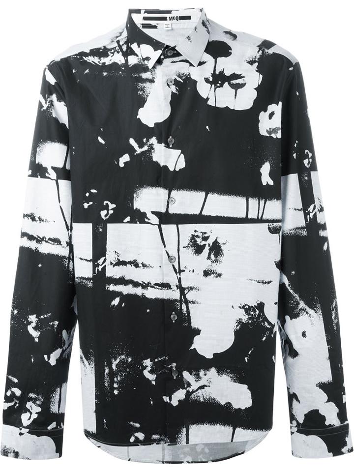 Mcq Alexander Mcqueen Hyper Floral Print Shirt, Men's, Size: 52, Blue, Cotton