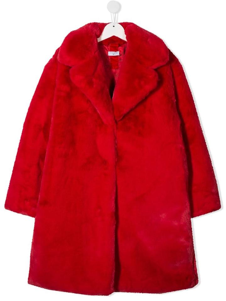 Monnalisa Teen Faux-fur Coat - Red