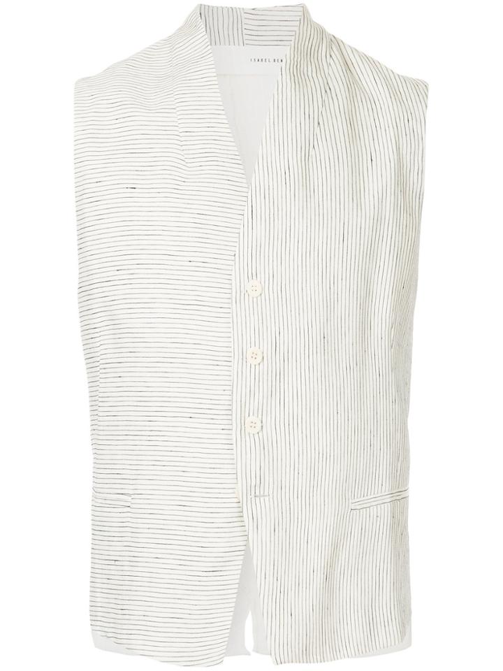 Isabel Benenato Striped Waistcoat - White