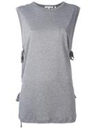 Helmut Lang Lace-up Laterals Sleeveless T-shirt, Women's, Size: Medium, Grey, Cotton/cashmere