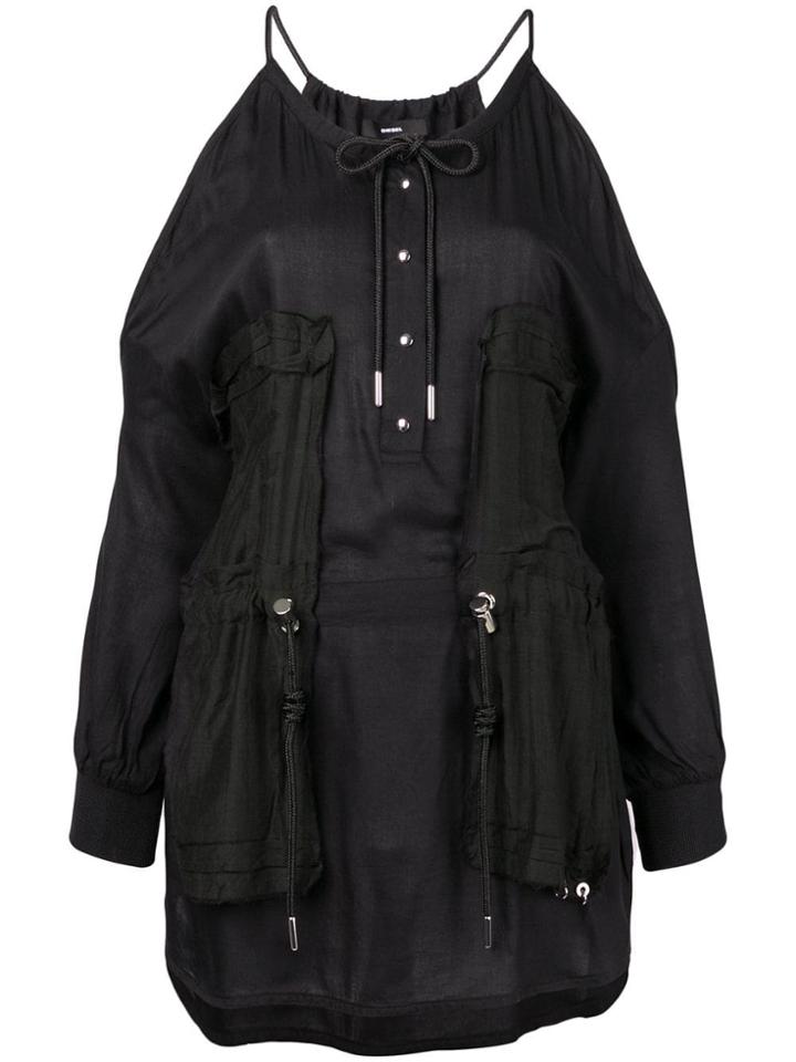 Diesel Cold-shoulder Blouse - Black