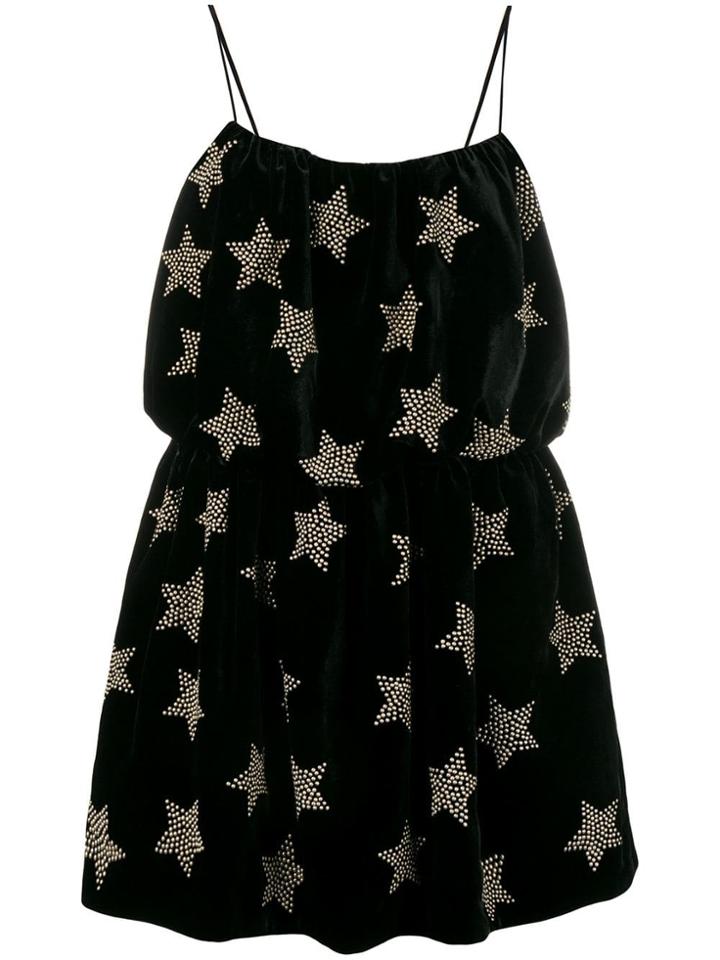 Saint Laurent Star Embellished Mini Dress - Black