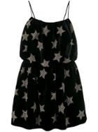 Saint Laurent Star Embellished Mini Dress - Black