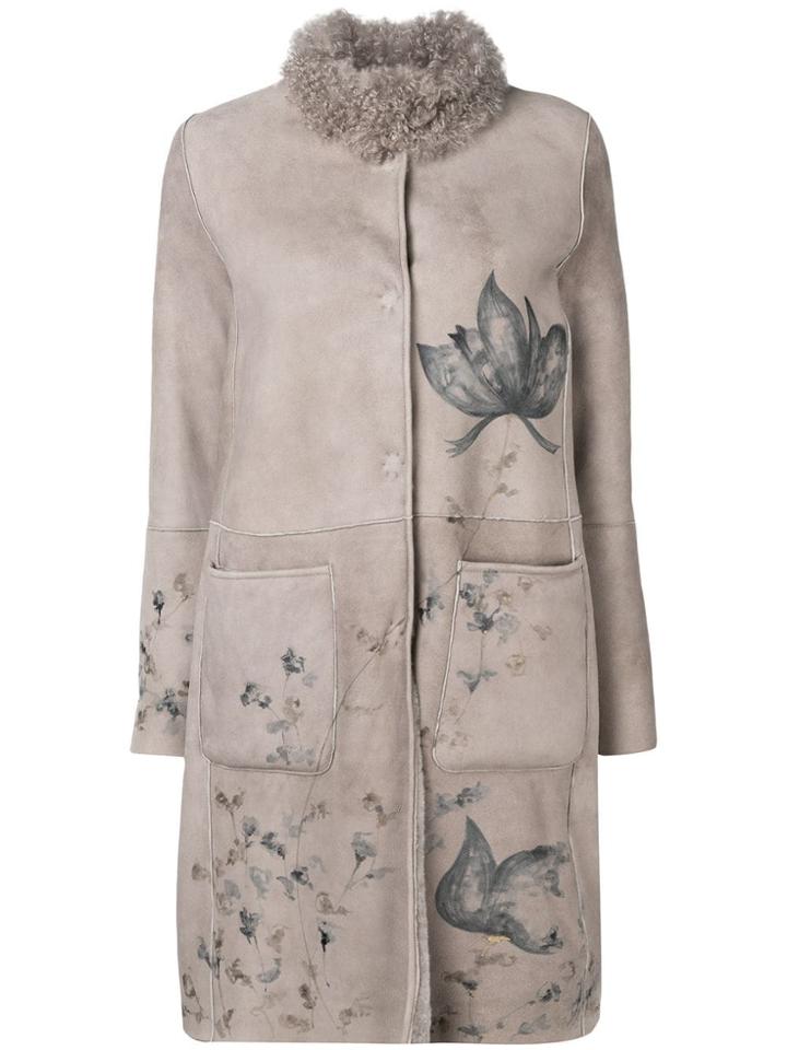 Manzoni 24 Floral Print Coat - Neutrals