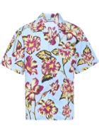 Prada Hibiscus Pattern Bowling Shirt - Blue