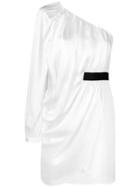 Self-portrait Single Sleeve Short Dress - White